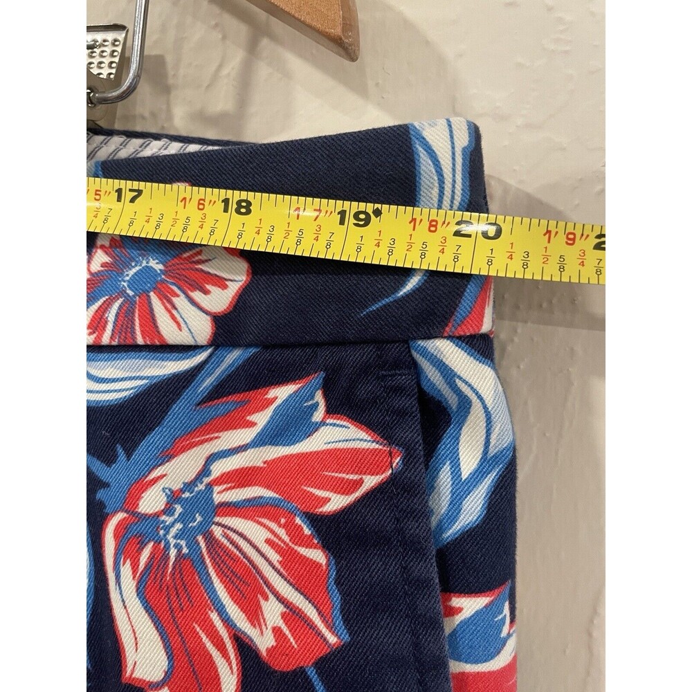 ~ Lands' End 18W Tropical Floral Mid Rise Crop Leg Pants Blue Pink Women's Navy - Picture 5 of 11